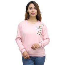 Light Pink Embroidered Sweatshirt For Women