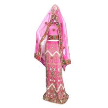 Pink/Red Unstitched Floral Embroidery Lehenga For Women