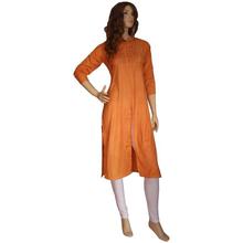 Quarter Sleeves Cotton Kurti with Slit in Front for Women