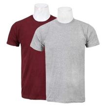 Pack Of Two Solid T-Shirt For Men-(Grey/Maroon)