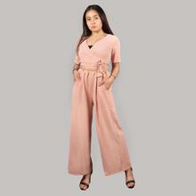 Peach Two Piece Jumpsuit Set For Women By Nyptra