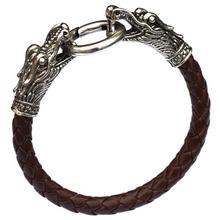 leather Tibetan silver men bracelet titanium fashion male