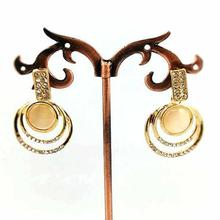 Golden Bead Enclosed Circular Drop Earrings