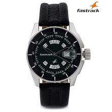 Fastrack Tonneau Case Green Dial Leather Strap Casual Analog Watch For Men – 3089SL03