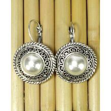 Silver Faux Pearl Stud Earrings For Women