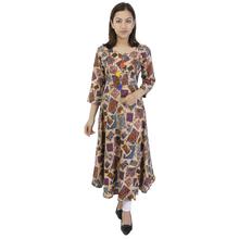 Red green Rayon Printed Flared Umbrella Kurti-BC 910