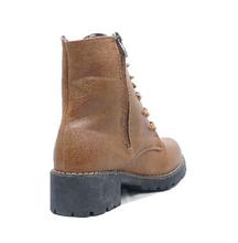 Brown Zipper Lace up Boots for Women