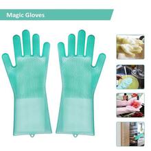 Magic Silicone Dishwashing Gloves Kitchen Tool for Cleaning, Dish Washing, Washing The Car, Pet Hair Care - 1 Pair