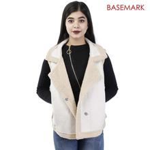 BASEMARK Off White/Cream Faux Fur Sleeveless Jacket For Women (014-070)