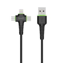 Budi Black 3 in 1 Charge and Sync Cable