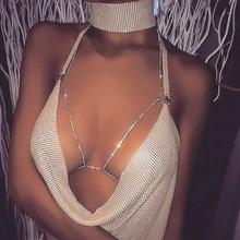 Fashion Rhinestone Bra Chain Sexy Harness Bikini Body Chain Women Jewelry GD