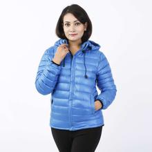 Sky Blue Silicon Down Jacket For Women