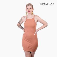 METAPHOR Peach Casual Bodycon Dress (Plus Size) For Women - MD04BL