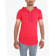 Red Hooded Cotton T-Shirt For Men