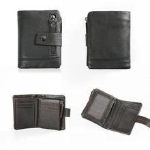 NEW Genuine Leather Men Wallets Casual Zipper Coin Purse