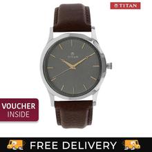 Titan Black Dial Leather Strap Watch- 2558SL01