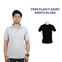 Black Polo T-shirt with Free Grey Plain T-shirt