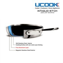 UCOOK Stainless Steel Triply Induction Compatible Non Stick Kadai with Etched Finish & Glass Lid (300 mm/5 litres)