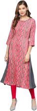 Women Printed Cotton Rayon Blend A-line Kurta - 8006