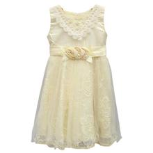 Cream Pearl Designed Frock For Girls