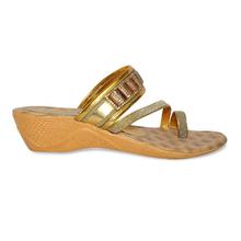 Golden Shimmery Glittered Heeled Slides For Women