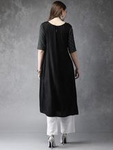 Women Black Yoke Design A-Line Kurta