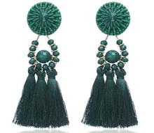 E0502 Bohemian Long Statement Tassel Drop Earrings Luxury Resin Beads Tassel Earrings For Women 7 Color Choice Dangle Earrings