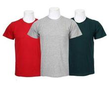 Pack Of 3 Plain 100% Cotton T-Shirt For Men-Red/Grey/Green