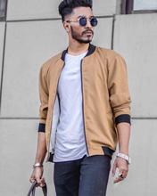 Ramp Tan Suede Bomber Jacket For Men