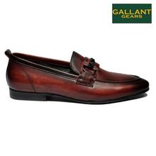 Gallant Gears Red Leather Penny Buckle Slip On Formal Shoes For Men - (139-A08)