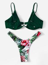 Underwire Top With Random Tropical High Cut Bikini