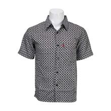 Black/White Dotted Print Half Sleeves Shirt For Men