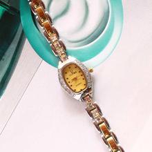 Ultima Yellow Dial Stone Studded Analog Watch For Women-Golden/Silver