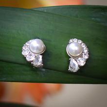 White Stone And Faux Pearl Studs For Women