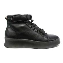 Black Faux Leather Hightop Sneakers For Men