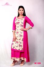 Pink Ethnic printed Rayon double layer Kurti