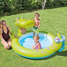 Intex Green Inflatable Gator Spray Pool For Kids