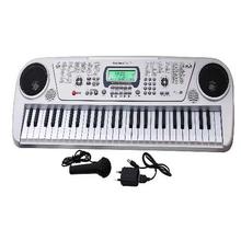 Electronic Keyboard 54 Key Musical Piano With Microphone Model 5407 (Silver)  (Silver)