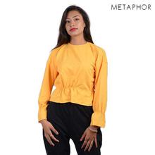 METAPHOR Honey Yellow Ruffle Design Top (Plus Size) For Women - MS04Q