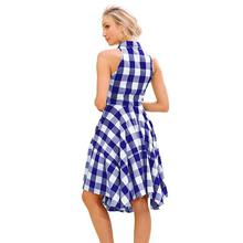 SALE-  2018 Fashion Flared Plaid Leisure Vintage Dresses