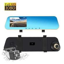 Dash Cam Rear View Mirror Car Backup Camera Dual Lens, 1080P Full HD Front and Rear Car DVR, G-Sensor Motion Detection Loop Recording Parking Mode 4.3 inch 140° Wide View