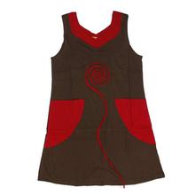 Maroon/Red 100% Cotton Sleeveless Dress For Girls - F27.5.73