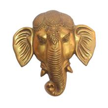 Golden 7" Ganesh Head Statue For Decor