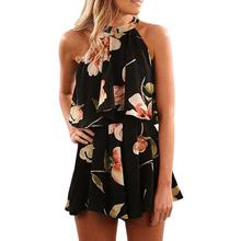 MoneRffi Summer Womens Floral Print Chiffon Playsuit Beach