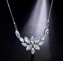 Platinum Plated Cubic Zirconia Floral Pendant