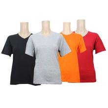 Pack of Four Cotton T-Shirt For Women - Black/Grey/Orange/Red