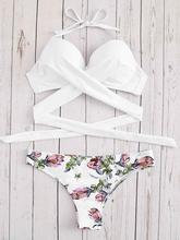 Push-up Top With Flower Print Bikini Set