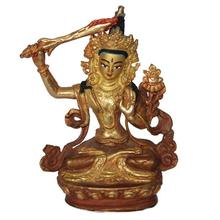 Gold Plated Manjushree Statue, 3"