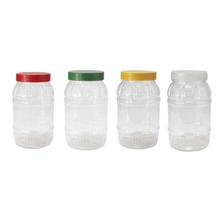 Multi Colored Lids - Transparent 7" Spice Plastic Jar-4 Pcs Set