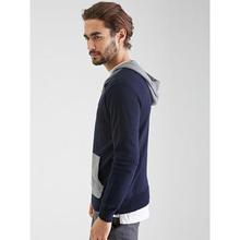 FOREVER 21 Men Navy & Grey Solid Hooded Sweatshirt